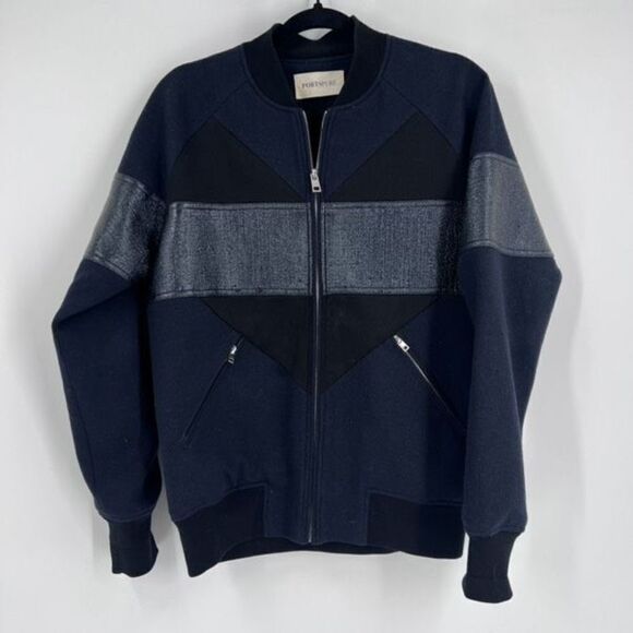 Portspure womens Mixed Fabric Full Zip Sweater Size 38 (French Size) Medium wool - Picture 1 of 9